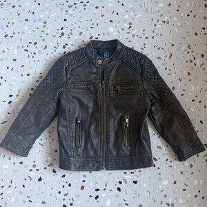 Brown Leather Style Biker Jacket